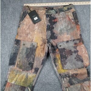 Embellish NYC Cargo BAGGY Pants 34 Multicolor Abstract Dye Flare Utility Pockets
